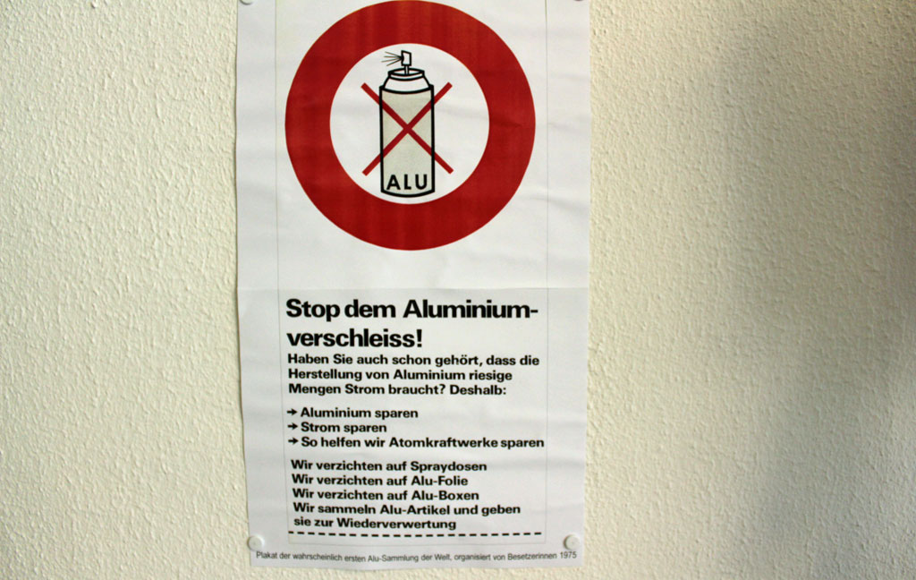 Poster mit der Aufschrift Stop dem Aluminiumverschleiss