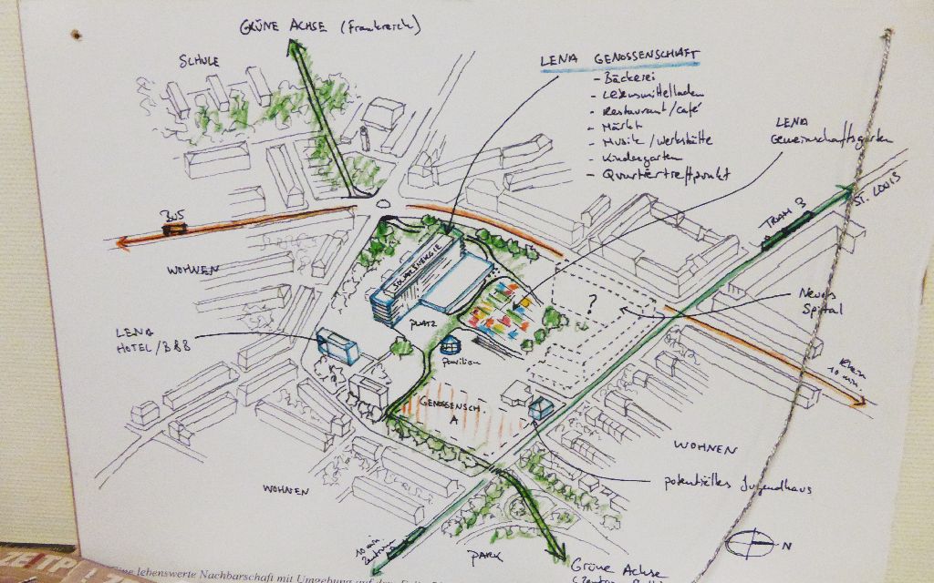 Gezeichneter Plan der Lebenswerten Nachbarschaft.