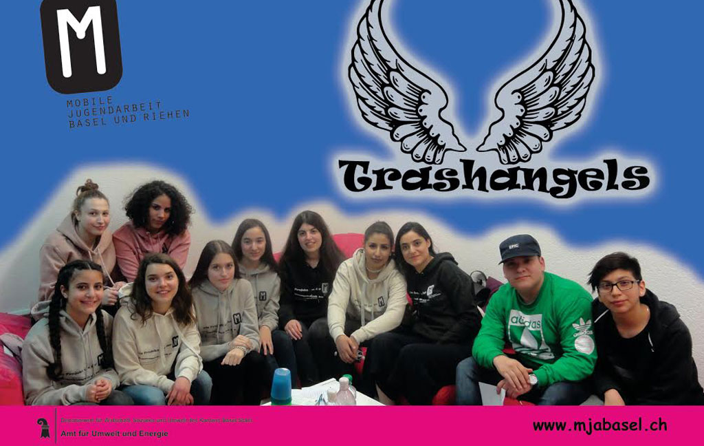 Flyer der Trash Angels mit Gruppenfoto