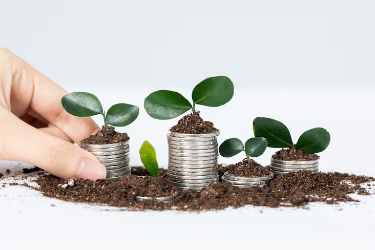 Winzige Pflanzen in Metallbehältern